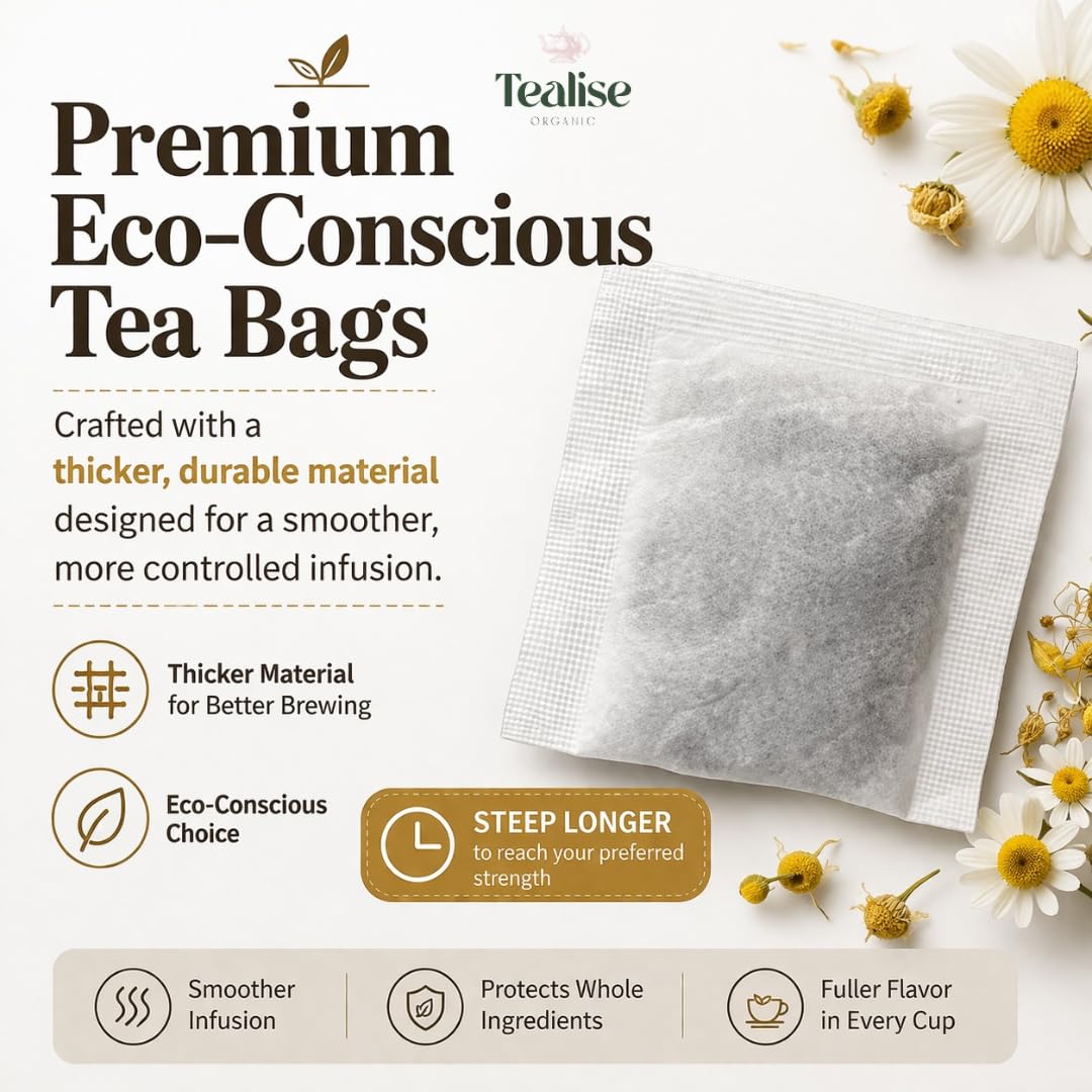 Organic Chamomile Tea Bags – Chamomile Herbal Tea – Caffeine Free Relaxation & Calm Tea – 100 Plant-Based Tea Bags – USDA Organic – Tealise