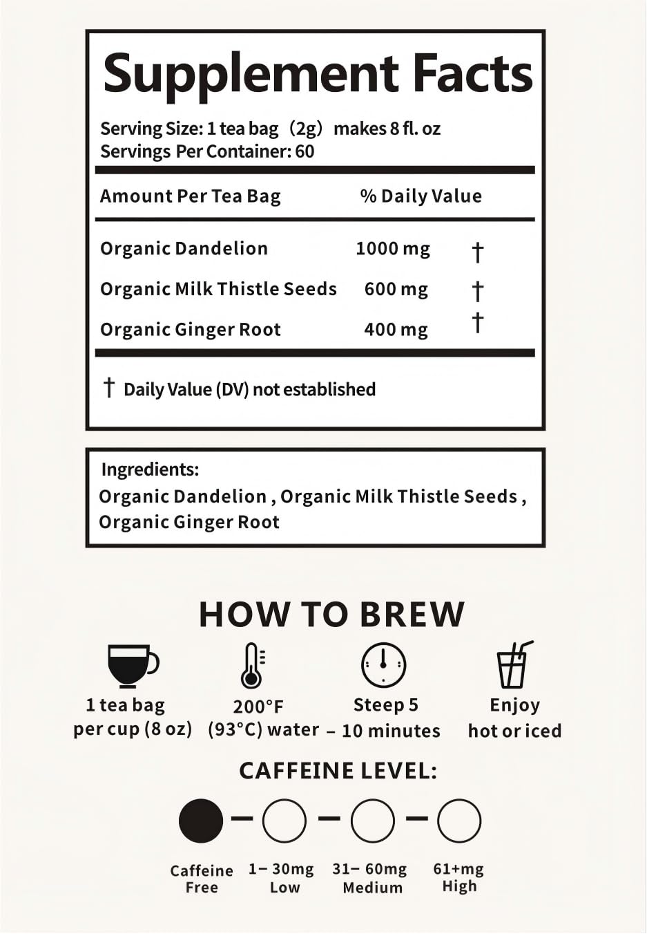 Tealise Organic Detox & Cleanse Tea 60 Plant-Based Tea Bags with individual Wrap