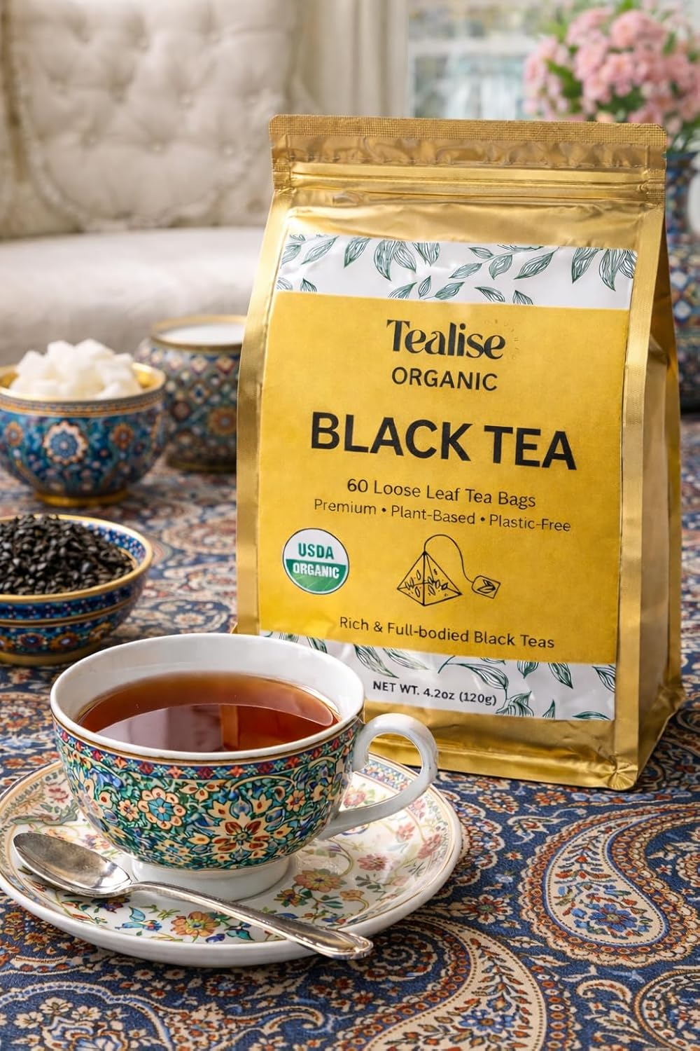 Organic Black Tea Plant-Based & Plastic-Free Tea Bags 60 Servings