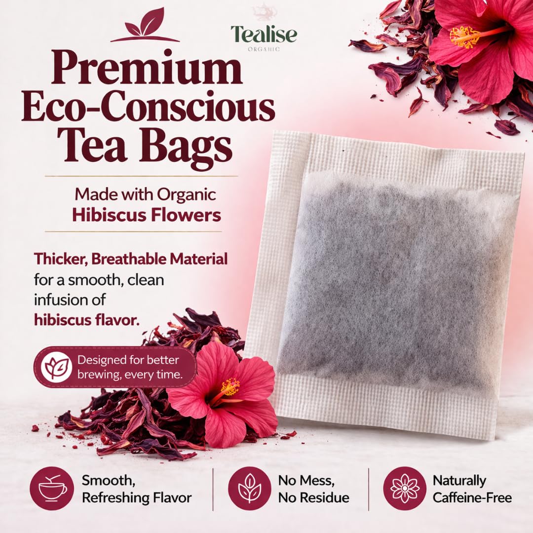 Organic Hibiscus Tea 60 Plant-Based Tea Bags with individual Wrap