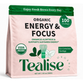 Organic Energy & Focus with Yerba Mate Matcha Ashwagandha Caffeine Free Herbal Tea – 100 Plant-Based Tea Bags – USDA Organic – Tealise