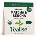 Organic Matcha & Sencha Green Tea Bags – Matcha Green Tea Bags with Sencha – 100 Plant-Based Tea Bags – USDA Organic Green Tea – Tealise