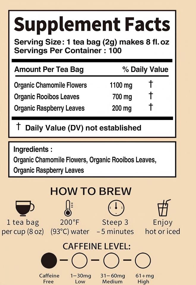 Organic Calm & Relax Herbal Tea Bags – Chamomile Tea Bags, Rooibos & Raspberry Leaf – 100 Plant-Based Tea Bags – Caffeine Free Sleep & Relaxation Bedtime Tea – USDA Organic Stress Relief Tea – Tealise